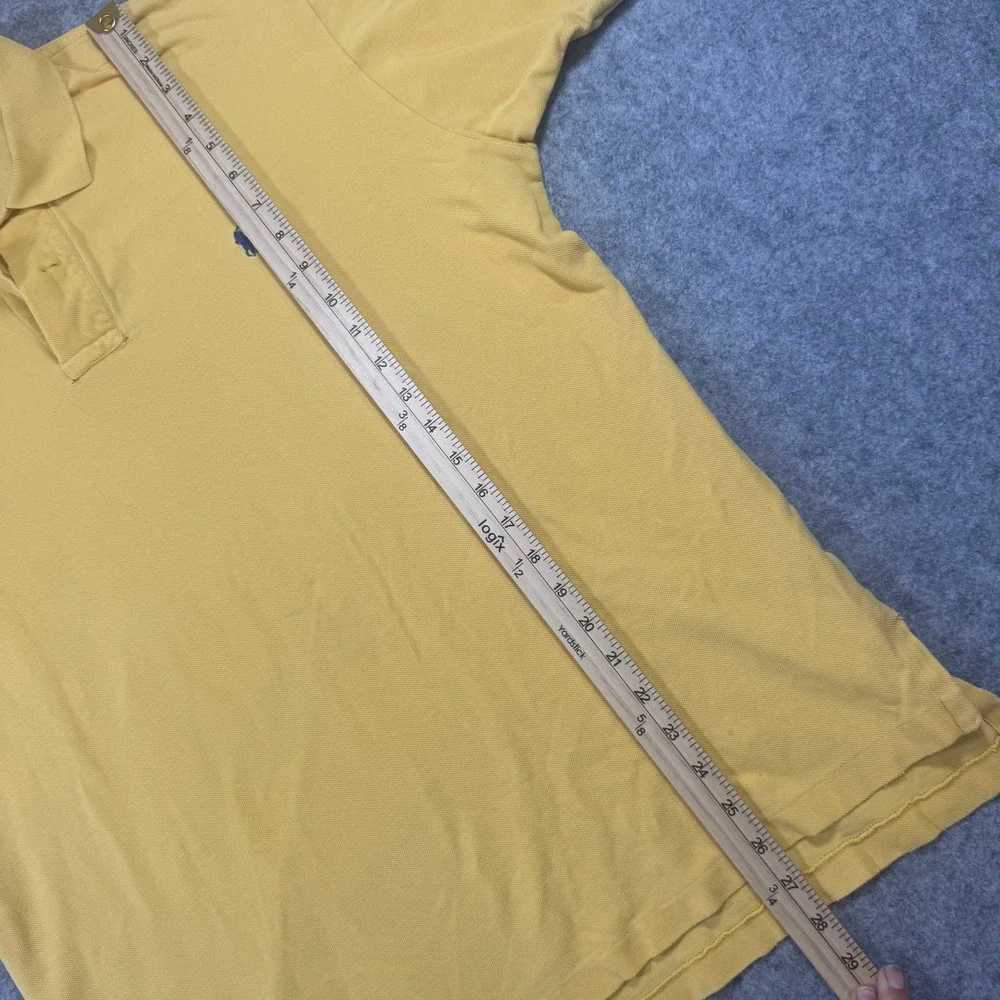 Polo Ralph Lauren Classic Fit Polo Shirt Large Yellow Cotton Blue Pony Logo